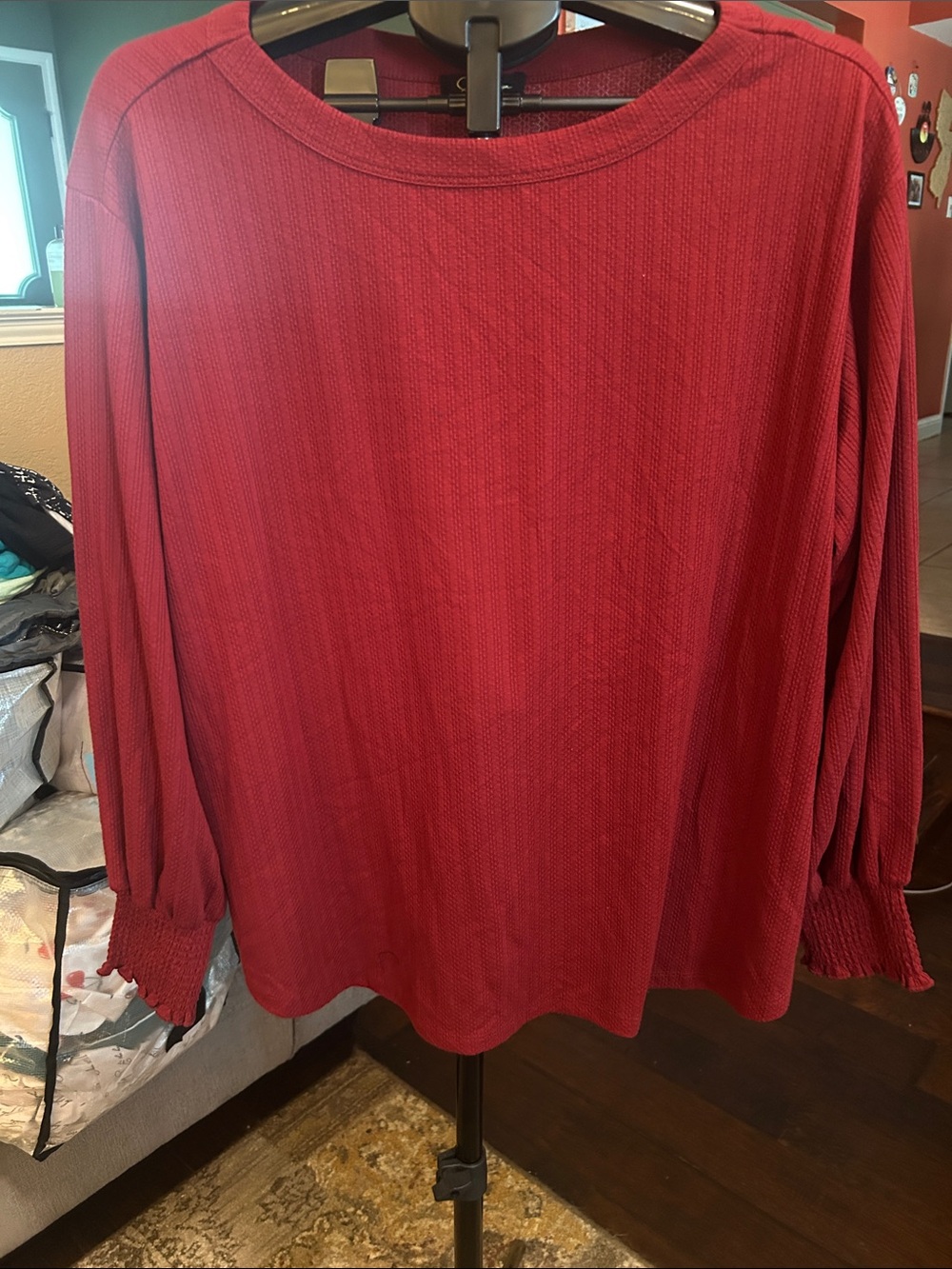 Jessica Simpson Burgundy Ribbed Long-Sleeve Top
